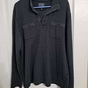 Lucky Brand Charcoal Long-Sleeve Henley with Chest Pockets